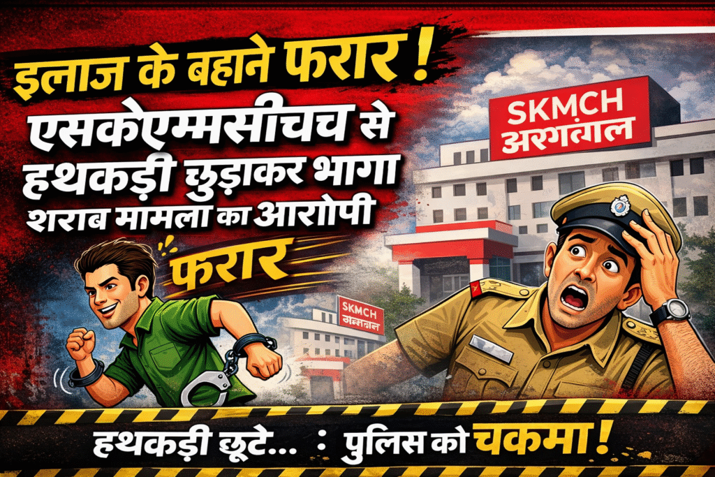 पुलिस पहरे में छेद! इलाज से पहले ही अस्पताल से फरार हुआ आरोपी।