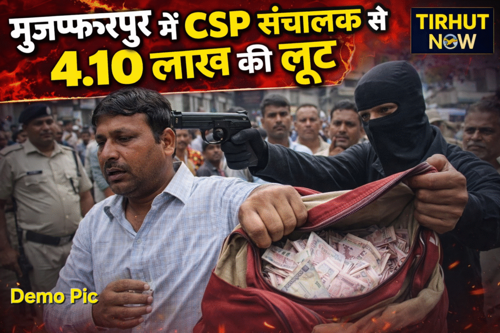 मुजफ्फरपुर में दिनदहाड़े बड़ी लूट, हथियार के बल पर सीएसपी संचालक से 4.10 लाख उड़ाए